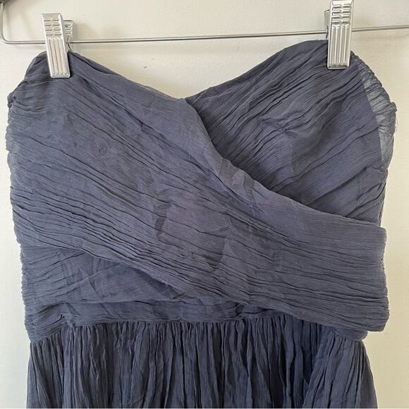J. Crew Navy “Arabella” Silk Chiffon Sweetheart Neckline Strapless Party Dress - Picture 7 of 8